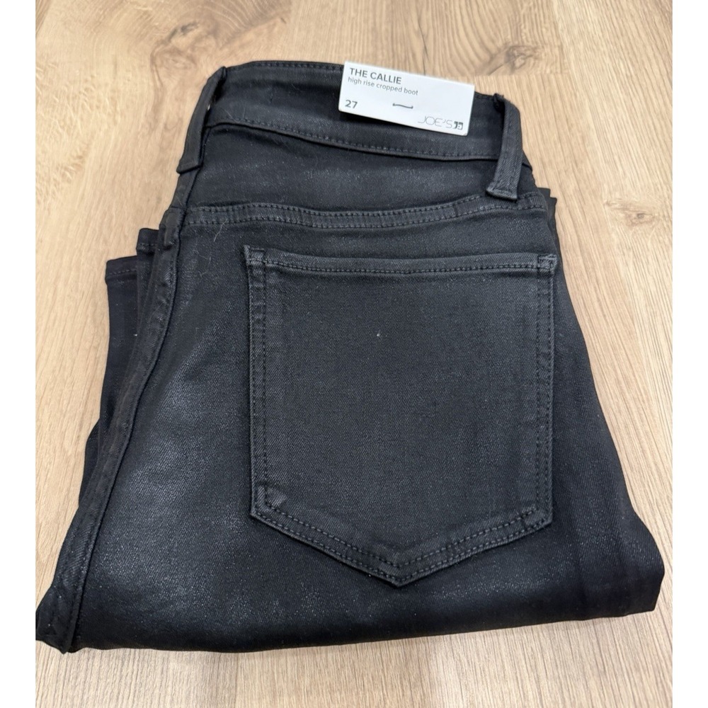 NWT Joe's Jeans The Callie High Rise Cropped Bootcut Jeans Sz 27 Coated Black